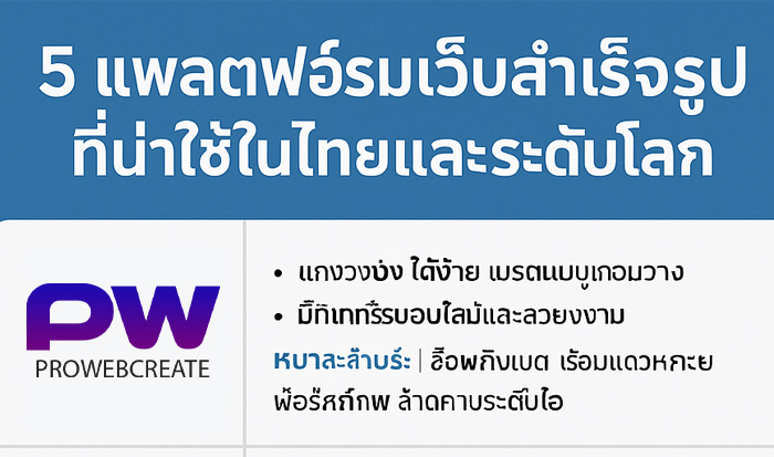 5 แพลตฟอร์มเว็บสำเร็จรูปที่น่าใช้ในไทยและระดับโลก