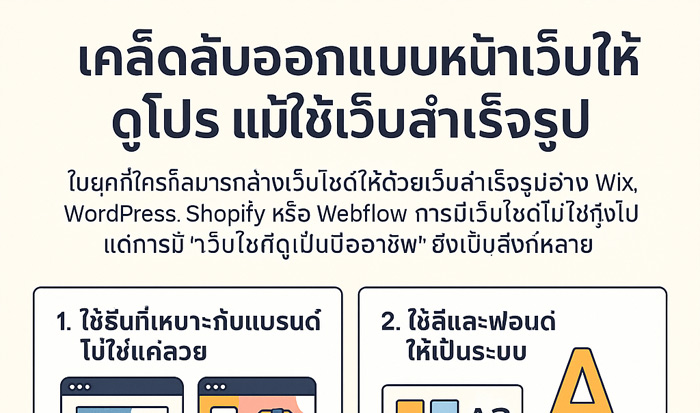 เคล็ดลับออกแบบหน้าเว็บให้ดูโปร แม้ใช้เว็บสำเร็จรูป