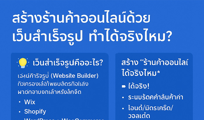 สร้างร้านค้าออนไลน์ด้วยเว็บสำเร็จรูป ทำได้จริงไหม